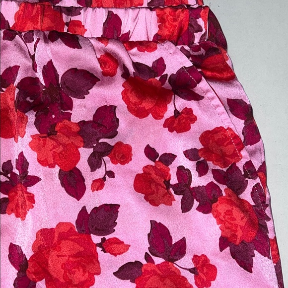 LOFT Pink and Red Floral Satin Pajama Set XL - Picture 9 of 11